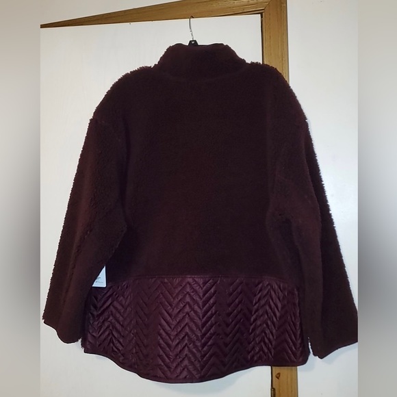Athleta cozy Sherpa snap sweatshirt color eggplant Color NWT - Picture 7 of 13